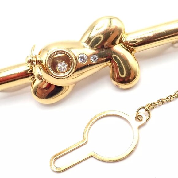 Authentic! Vintage Chopard 18k Yellow Gold Happy Diamond Airplane Tie Clip Clasp - Picture 3 of 10